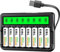 EBL 8PCS Piles Rechargeables AA 2800mAh+ LCD Chargeur de Piles Rechargeables, avec Ports d'Entrée USB et Port Micro USB, pour AA/AAA/Ni-MH Piles Rechargeables