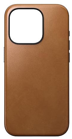 NOMAD Modern Leather Case | für iPhone 15 Pro | Schutzhülle aus Polycarbonat und hochwertigem Echtleder | MagSafe-kompatibel | English Tan