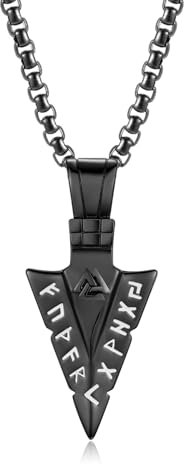 TwoAnts Wikinger Pfeil Kette für Männer 925 Sterling Silber Schwarz Pfeilspitze Anhänger Halskette Vintage Wikinger Schmuck Geschenk für Herren Damen