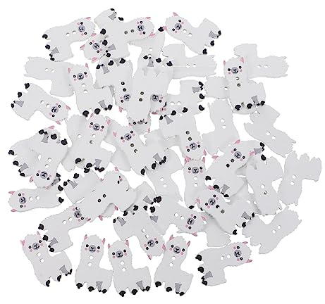 EXCEART Alpaka Holzknöpfe 100 Stück 2,5 X 1,6Cm 2 Löcher Cartoon Weiß Robust Holz Nähen Basteln Selbstgemacht Zubehör Dekorative Knöpfe für Kleidung Puppen Taschen Handarbeiten