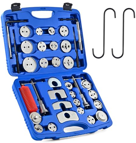 Orion Motor Tech 35 Piece Disc Brake Caliper Tool Kit, Heavy Duty Brake Caliper Compression Tool Kit for Brake Pad Replacement, Brake Piston Caliper Compressor Tool with 24 Adapters Fits Most Vehicles