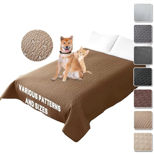 wasserdichte Hundedecke 76 x 178cm, 7 Größen und 2 Farben, Robuste Hundematte als Schutz für Sofa & Bett, Warme Hundedecke, Waschmaschine Waschbar Hundedecke Klein,Braun
