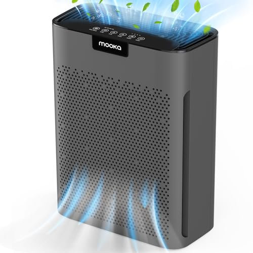 Air Purifiers for Home Large Room 2200 Ft² with Washable Filters, MOOKA H13 HEPA Air Purifier for Home Pets Bedroom with Fragrance, Air Cleaner for Smoke Dust Pollen Pets Hair Odor, KJ190 Grey
