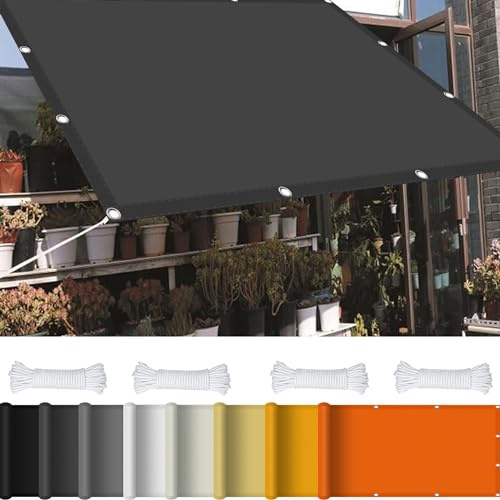Tenda a Vela Rettangolare Impermeabile 3 x 4 m 98% Protezione UV Rete Ombreggiante con Occhielli per Esterno Giardino Terrazza, Grigio Scuro