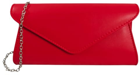 UShopUK Bolso de mano liso de piel sintética para novia, graduación, boda, noche, fiesta, bolso de mano, Red