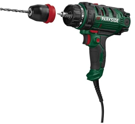 PARKSIDE Kraftvoller 2-Gang-Netzbohrschrauber Robust und langlebig mit 22 Stufen + Bohrstufe bis zu 1600 Umdrehungen pro Minute, Rutschhemmende Softgrip-Ausstattung, Spindle Look, 5m kabel