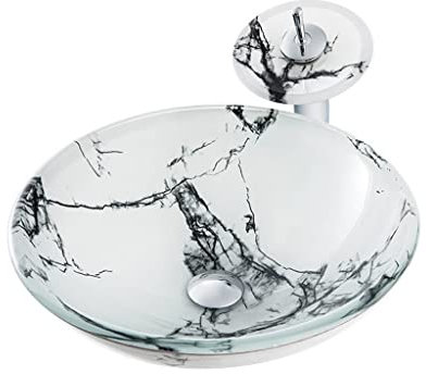 Tu Ye Vasque à Poser, Évier de Cuisine Évier de Cuisine Moderne Simple en Verre trempé Lavabo de Salle de Bain d'hôtel Lavabo de Ferme