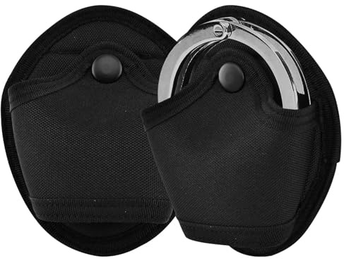 HINMAYGO Handschellen-Etui, Handschellen-Holster, Oxford-Tuch, Manschettentasche für Dienstgürtel, Schwarz, Nylon, passend für Standard-Ketten- oder Scharniermanschetten
