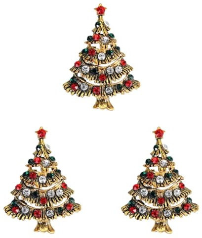 VALICLUD 3st Frauen Brosche Broschen Für Damen Weihnachts-strass- Weihnachtsabzeichen Pin Weihnachts Weihnachtsbaum- Weihnachtskranz Urlaub Reversnadel
