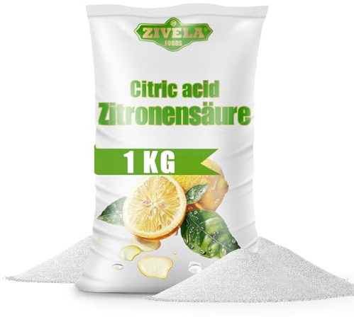 1Kg Zitronensäure Pulver in Lebensmittelqualität | Hausmittel für Küche & Haushalt | 1000g Citronensäure 100% Rein | Zitronensäure E330