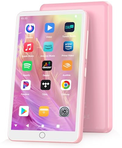 144GB MP3-Player mit WiFi Bluetooth，4.02 Zoll IPS Touch-Bildschirm, Musikplayer für Kinder, Android MP4-Player mit Spotify, Audible, Amazon Music, Deezer, Play Store (Pink)