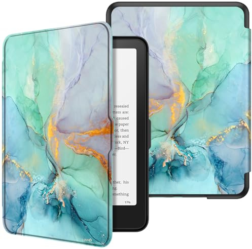 Fintie Hülle für 7 Kindle Paperwhite(12. Generation)/Kindle Colorsoft | Paperwhite Signature Edition 2026, Leichte Case, Magnetverschluss, Auto Sleep/Wake, Smaragd Marmor