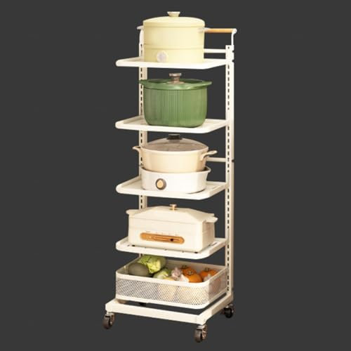 ErZhuiZi Pan Stands for Saucepans Kitchen Shelf Rack White Pot Lid Holder While Cooking Pan Racks for Kitchen Cupboard,White-5 * 4boards*1basket