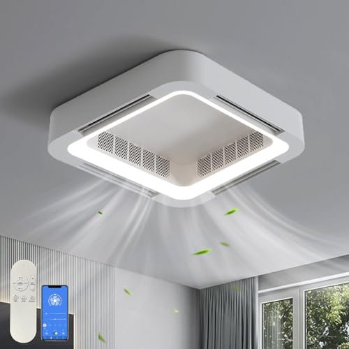 Ventilatore da soffitto moderno senza pale, con luci e telecomando, dimmerabile, 6 velocità, silenzioso, per camera da letto e soggiorno