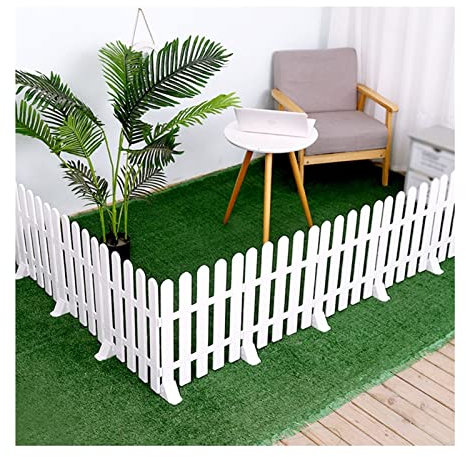 Clôture de jardin en plastique PVC blanc pour décoration intérieure et extérieure - Barrière pour animaux - Clôtures de séparation idéales pour cour, pelouse, salon et chambre à coucher - 50 x 13 cm