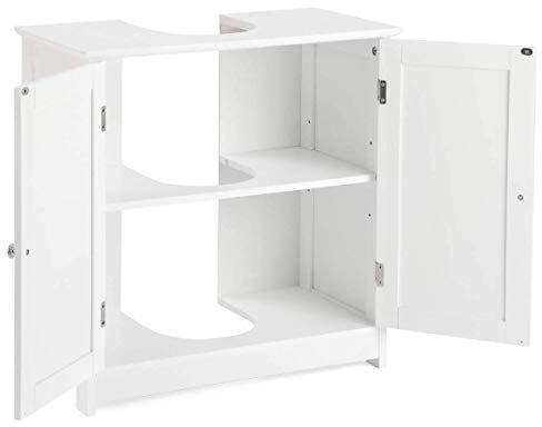 CICICOLA Meuble sous lavabo Salle de Bain avec 2 Portes sans lavabo, Meuble sous évier Blanc, 60 x 30 x 60 cm