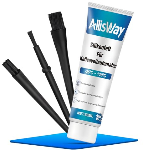 AllisWay Silikonfett Für Kaffeevollautomaten, Silikonfett Für Dichtungen, Fett Für Kaffeevollautomaten, Wasserfest, Versiegelnd, Mehrzweck Silikonfett Set, O-Ring, Brühkomponente, 50ml