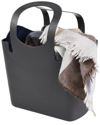 Reusable Tote Shopping Carry All Bag Basket Bucket Travel Foldable Shopping Bags Plastic Large Handles Strong Multipurpose for Laundry Beach Storage Flexible