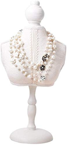 SHANYAYALI Smyckesdisplay vit träspets skyltdocka smyckesställ ram hängande halsband armring smyckesställ