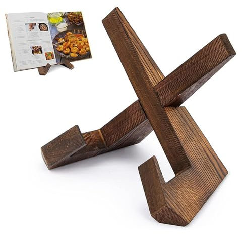 Wooden Cookbook Stand for Kitchen – Recipe Book Stand & Display Holder for Cook Book, Greeting Card, Sheet Music – Multipurpose Plate Stand for Display & Gift for Home Cooks