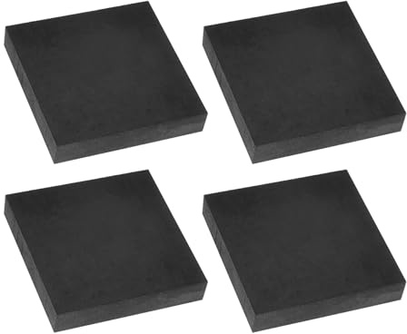 PATIKIL 4 Pezzi Supporti Antivibranti In Gomma 80mm x 15mm Spessore Nero | Solida, Rondelle Quadrate In Gomma, Guarnizione Distanziale, Multiuso, Per HVAC Compressore Condizionatore