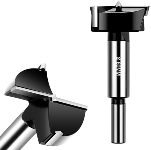 Flintronic Forstnerborr 60 mm, skogsbit, fräs med rundskaft, tillbehör borrmaskin, professionell skogsborr, träbearbetning för träborr, krukborr, konstborr för trä lövträ