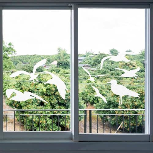DWUENT Window Stickers for Glass, Window clings, Windows transfers, UV Reflective Anti-Collision Bird Decals, 22 PCS White Bird Shape Static Clings for Glass Door Protection to Prevent Birds Strikes