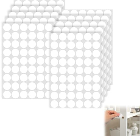 10 Sheets/540 Pcs Self-Adhesive Screw Caps Covers, Screw Cover Stickers, 21mm, Round Cabinet Hole Covers for Shelf, Desk, Table, Dustproof Repair Stickers for Wood Surface,White Screw Caps