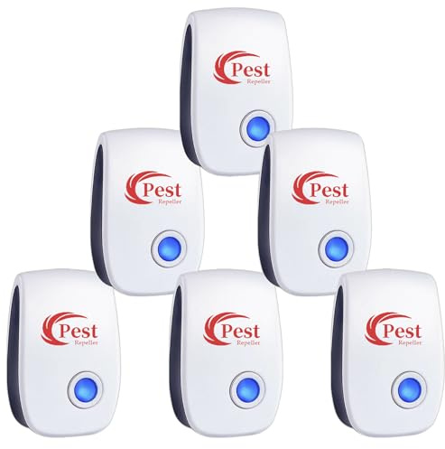 Répulsif Ultrason Anti-Rongeurs Insectes, 6 pcs Ultrason Anti Moustique Ultrason Souris et Rats, Intérieur Répulsif Électronique Insectes Anti Araignées pour Souris, Rats Fourmis