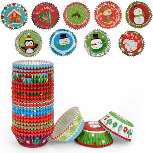 Noël Caissette Muffins Papier,450 Pièces Caissettes Muffins,Caissette Cupcake,Moules à Cupcakes Et Muffins