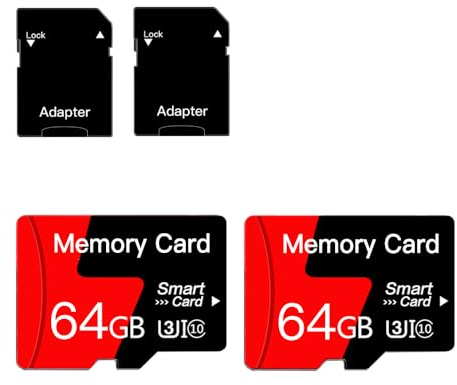 [2-Pack] 64GB MicroSD-Speicherkarte Micro SD-Karte mit Adapter Klasse 10, UHS-I, U3, A1, für Smartphones, Drohnen, Kamera[64GB*2]