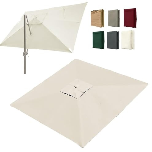 IMUNKT 3x4m Rettangolare Telo Di Ricambio Per Ombrellone A Sbalzo Copertura Di Ricambio Superiore Ombrellone Da Giardino, 8 Stecche, Anti-UV