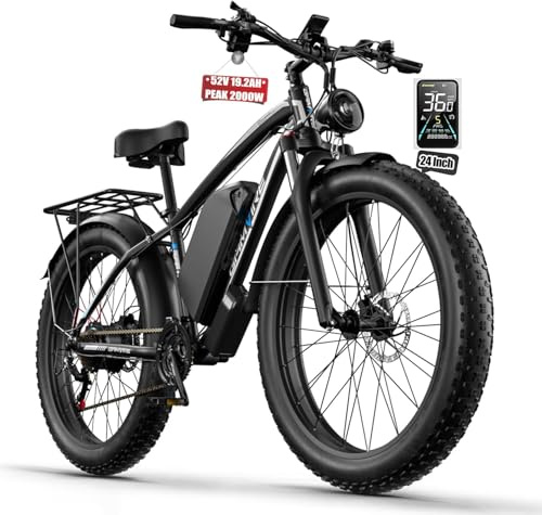 (24 V7 White) 52V 19.2Ah Battery Electric Bike for Adults, 1500W Peak 2000W EBike Up to 36 MPH and 70 Miles, Hydraulic Disc Brake, 21-Speed Off Road Snow Mountain Pedal Assist Fat Tire Fast E-Bike
