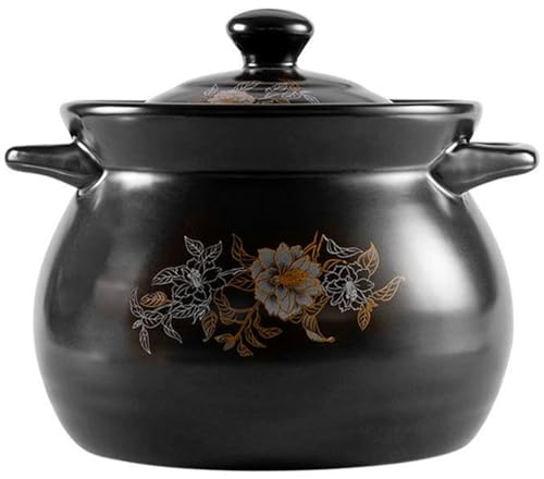 Keramik-Kochtopf, kleine Kupfertöpfe, schwarzer Keramik-Auflauf mit Deckel, Tontopf for Kochen, hitzebeständiger Keramik-Suppentopf