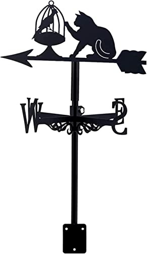 WLLXTK Stainless Steel Cat Shape Weather Vane Wind Vane Retro Animal Weathervane Wind Direction Indicator - Crafts Ornaments