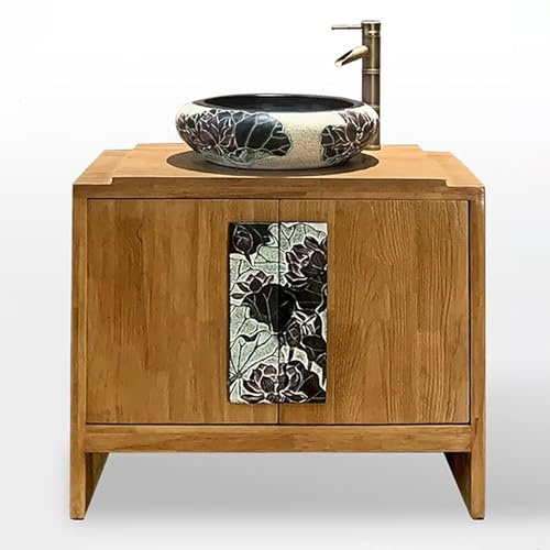 ZKBDBWTR Mobile Bagno con Lavabo in Stile Cinese con Lavabo, Sottolavabo Bagno Antico e Vintage per Bagnos di Servizio per gli Ospiti(70cm/27.5in)