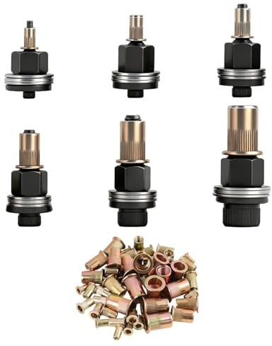 60 Pièces Écrous à tête de Rivet à Main, Ensemble de Écrous à Riveter avec Pince a Insert Fileté M5-M6-M8-M10-M12, Kit Riveteuse Pneumatique Mandrin pour Métal, Plastique, Bois, Projets DIY et Atelier