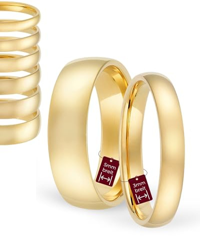 123traumringe Eheringe in 333 Gold Oberfläche poliert I Gravierbare Eheringe mit Ringgröße 50-72 mm I Damenring + Herrenring in verschiedenen Breiten I Edle Ringe zum Paarpreis in Juwelier-Qualität