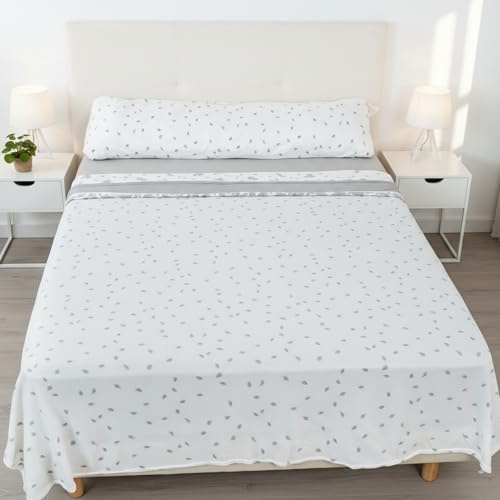 Conjunto de Sábanas Térmicas Pirineo 3 Piezas para Invierno - Microfibra Cepillada Premium, Incluye Sábana Bajera Ajustable, Encimera y Funda de Almohada - Color Invierno Gris, Cama de 135 x 190cm
