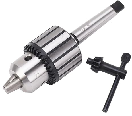 Asixxsix Drill Press Chuck, High Carbon Steel Drill Chuck with Key and MT2 Morse Taper Arbor or Lathes Drilling Machine, Lathe Parts Accessories