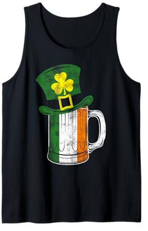 Chope à bière Irlandaise et Chapeau Shamrock Débardeur