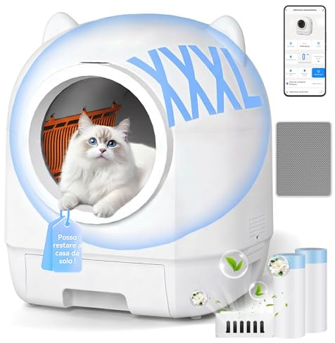 Devoko elektrisches katzenklo selbstreinigend, 90L Self-Cleaning Cat Litter Tray, niedliches Design Katzen toiletten, lang anhaltender Geruchsschutz，unterstützt APP-Steuerung und Sicherheitssensoren
