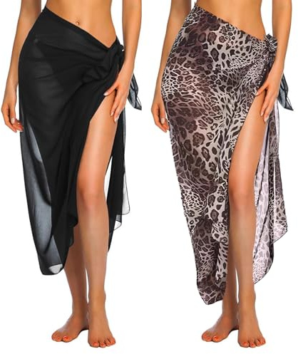 2Pcs Sarong Tuch Damen Pareos & Strandkleider für Damen Pareo Da-Men Strand Pareo Tuch Bikini Tu-ch Hüfte Wickelrock Strand Rock Strandtuch zum Umbinden Sexy Stylish Hüfttuch Stran-d für Badeanzug
