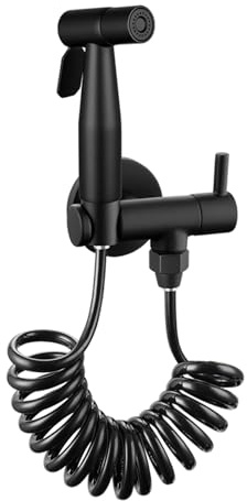 TYMYW Noir Kit de Douchette de Bidet en Acier Inoxydable avec Tuyau de 2,3 M Kit Douchette Wc Mural Installation G1/2 pour Salle de Bain