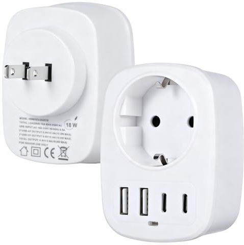 Vexnaro Adaptador de Viaje Japón Tipo A, Adaptador Enchufe España Japón 5 en 1, con 2 USB C y 2 USB A, Adaptador de Corriente para América Canadá China Tailandia Colombia (2)