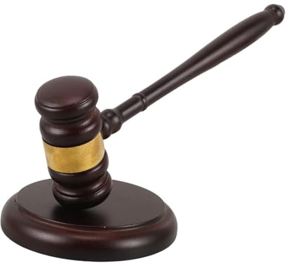 Wooden Hammer Set - 9.65 Inch Avocado Hammer With 4.72 Inch Base, Auction Desk Mallet, Judge Hammer With Copper Accents, Legal Office Accessory