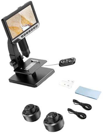 Microscopio digitale con schermo ad alta risoluzione da 7 pollici 1000X funzione video per studio microscopico organismo e manutenzione elettronica Luminosità regolabile Microscopio digitale