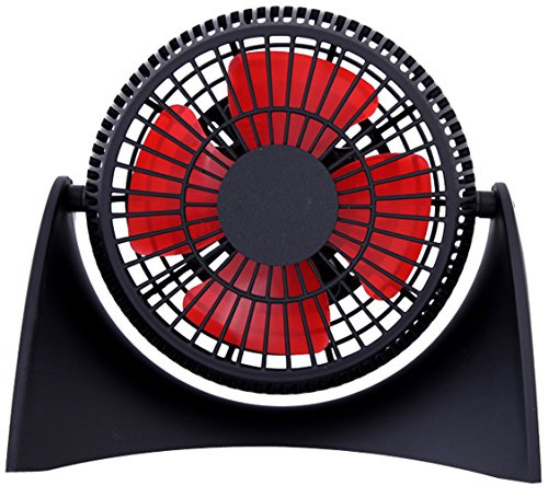 AntilaTech USB Powered Quiet 2-Speed Personal Desktop Mini Fan with Portable Lightweight Design – Suitable for Study, Office, Camping and Travel (Red/Black)