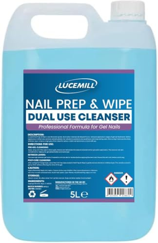 Lucemill Nail Prep & Wipe Gel Nail Polish Cleanser I 5 Litre | Professional Formula for Nails, Acrylics & Nail Tips | Alcohol for Nails & Gel Wipe Off Solution