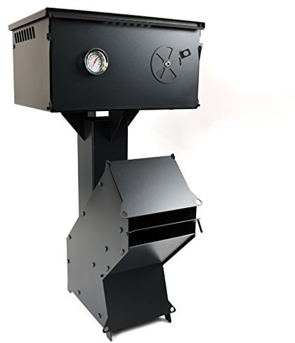 Volcann Heavy Duty Portable Rocket Wood Stove and Oven - Steel Survival Stove Temperature Control Cooking for Outdoor Camping, Cooking, Picnic, BBQ, Hunting, Fishing - Black, H530xW160xD400mm